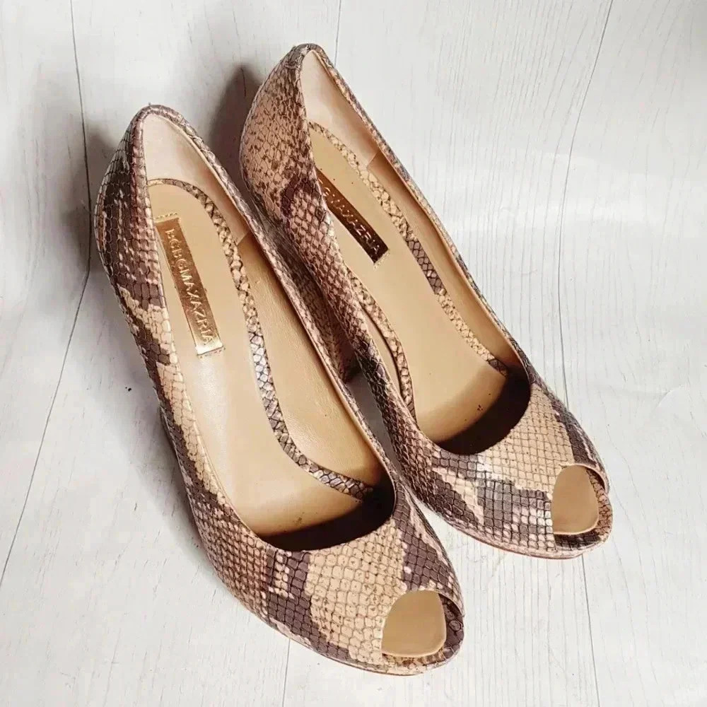 BCBG Peep Toe Platform Wedge Heel Animal Print